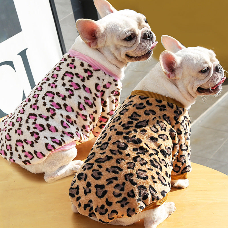 Cozy Autumn Winter Warm Leopard Pajamas Jacket for Puppie