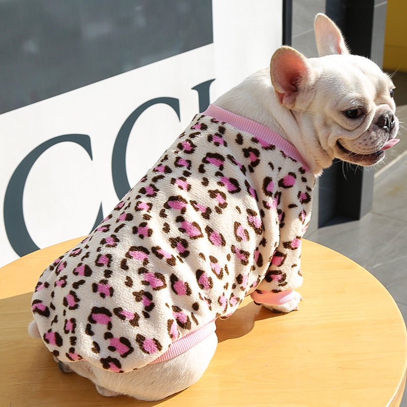 Cozy Autumn Winter Warm Leopard Pajamas Jacket for Puppie