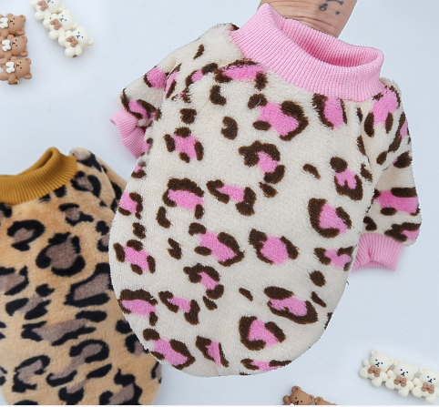 Cozy Autumn Winter Warm Leopard Pajamas Jacket for Puppie