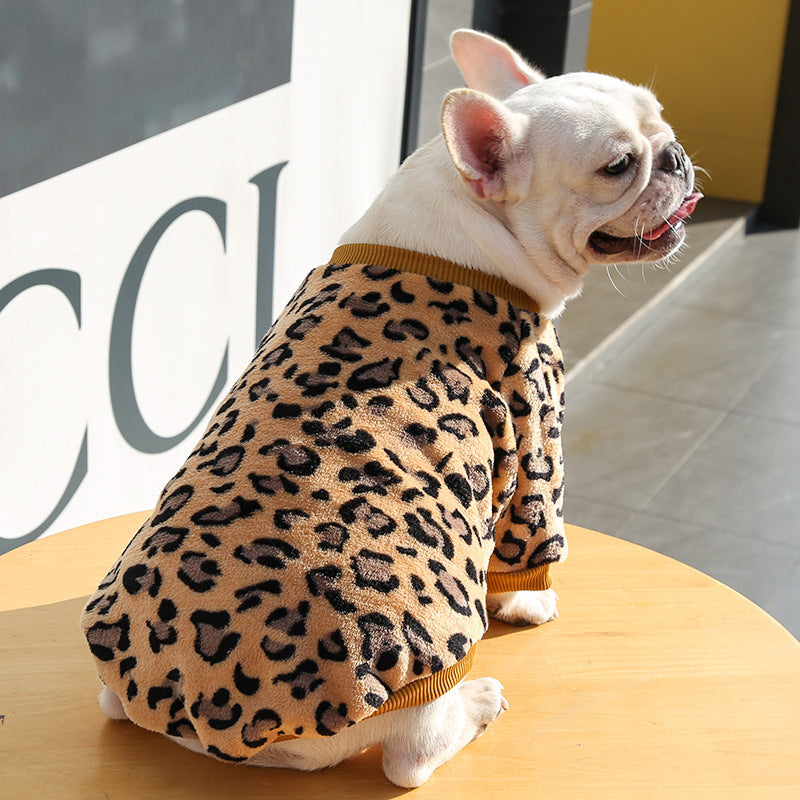 Cozy Autumn Winter Warm Leopard Pajamas Jacket for Puppie